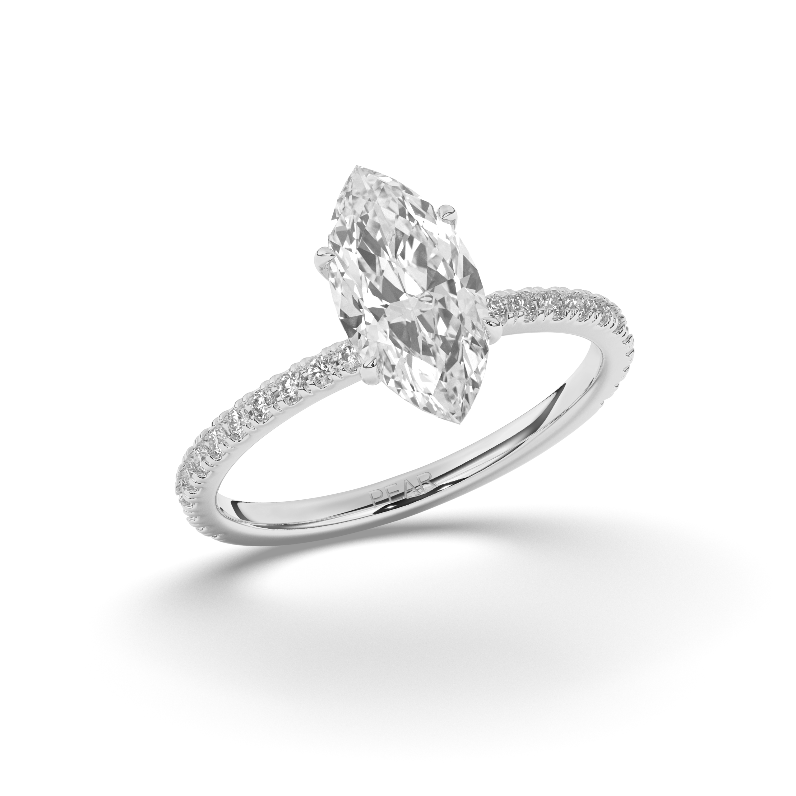 Marquise Lab-Grown Diamond Solitaire with Side Stones - Pear Jewels
